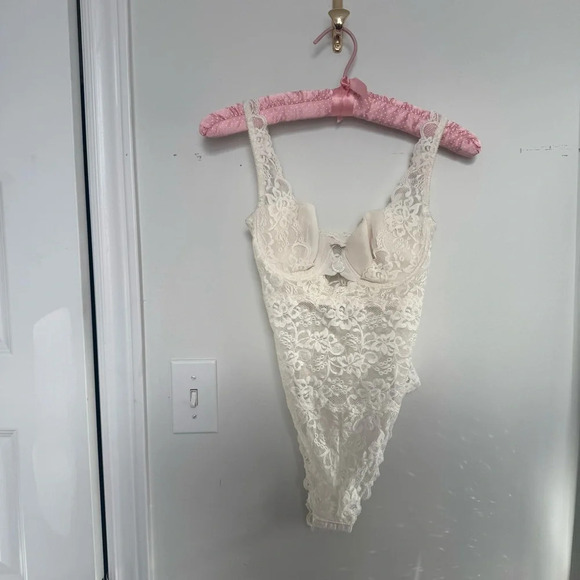 Elegant Vintage Lace Bodysuit in White Fairycore angelcore coquette dreamy 34B - Picture 2 of 8